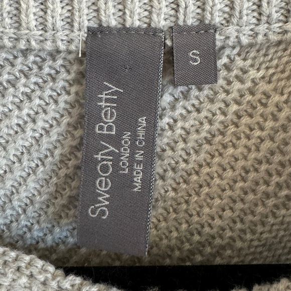 SWEATY BETTY Diamond Knitted Jumper, Cotton/Wool, Light Gray, Size S - Picture 8 of 8